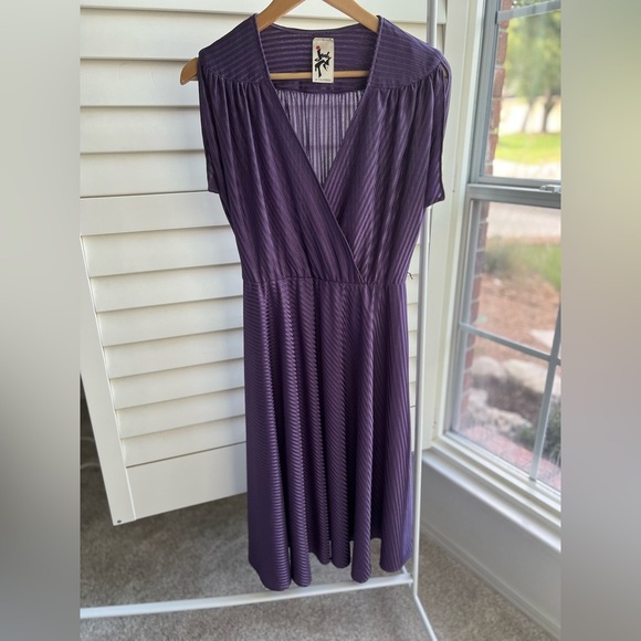 Vintage Jody T of California | Medium | Purple Sheer Midi Dress | 70s Boho - Picture 2 of 13